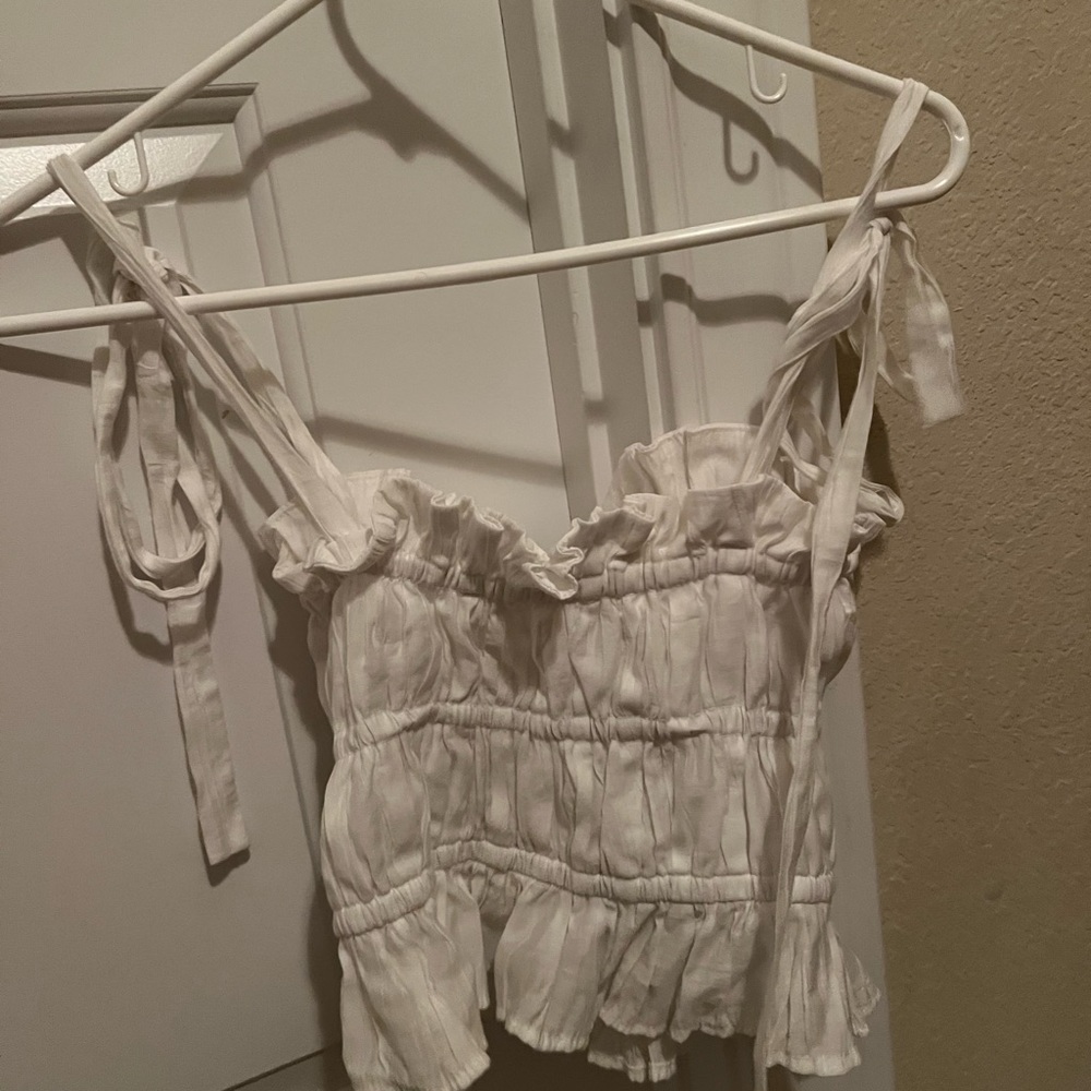 White tank top with ruffles